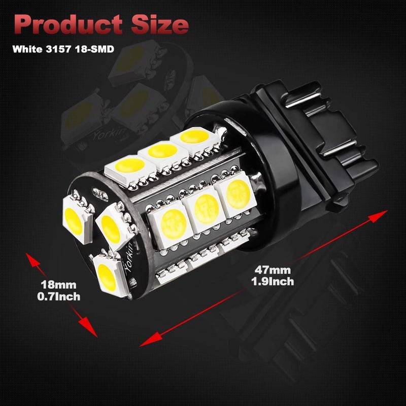 Yorkim مصابيح LED بيضاء فائقة السطوع Yorkim 3157، مصابيح LED 3056 3156 3156A 3057 4057 3157 4157 T25 لإضاءة الفرامل، إضاءة الرجوع للخلف، إضاءة الذيل العكسية - عبوة من 10 - Image 4